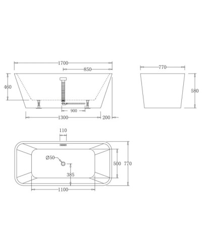 Акриловая ванна 170х77 см BelBagno BB60-1700