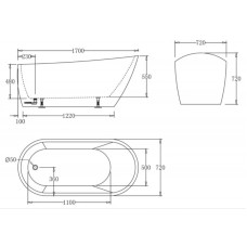 Акриловая ванна 170х72 см BelBagno BB62-1700