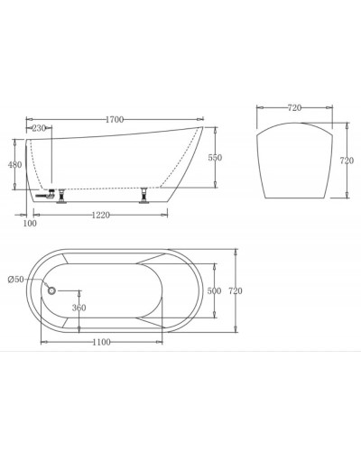 Акриловая ванна 170х72 см BelBagno BB62-1700