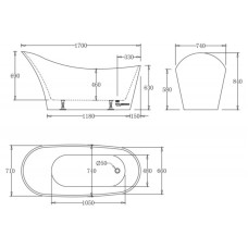 Акриловая ванна 170х74 см BelBagno BB64-1700