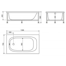 Акриловая ванна 139,8х70 см BelBagno BB101-140-70