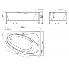 Акриловая ванна 149,5х104 см R BelBagno BB106-150-105-R