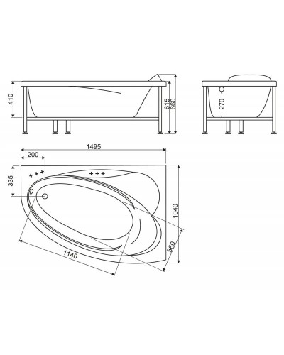 Акриловая ванна 149,5х104 см R BelBagno BB106-150-105-R