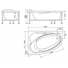 Акриловая ванна 149,5х104 см L BelBagno BB106-150-105-L