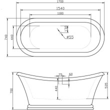 Акриловая ванна 170х74 см BelBagno BB09