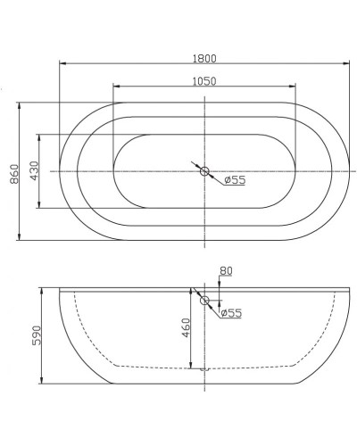 Акриловая ванна 180х86 см BelBagno BB13-1800
