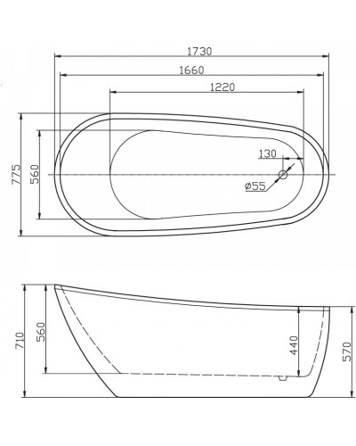 Акриловая ванна 173х77,5 см BelBagno BB15