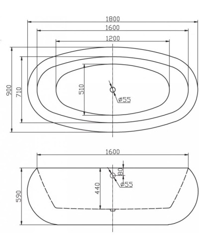 Акриловая ванна 180х90 см BelBagno BB18
