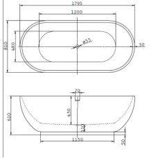 Акриловая ванна 179,5х81 см BelBagno BB26