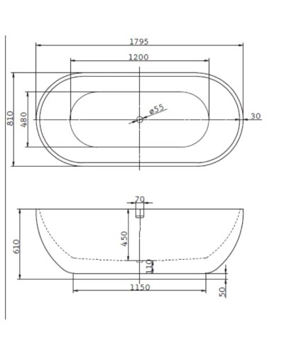 Акриловая ванна 179,5х81 см BelBagno BB26