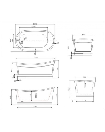 Акриловая ванна 167,6х90 см BelBagno BB32