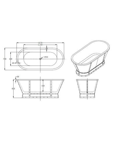 Акриловая ванна 167,6х78 см BelBagno BB35-CF36