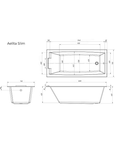 Акриловая ванна Marka One Aelita 170х75 Slim 01ае1775слим без гидромассажа