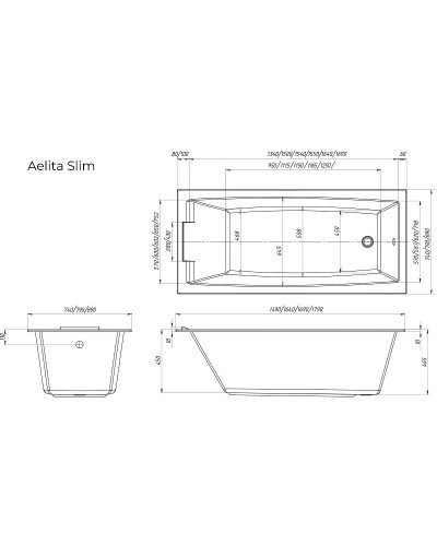 Акриловая ванна Marka One Aelita Slim 165х75 01ае1675слим без гидромассажа