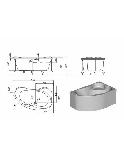 Акриловая ванна Kolpa San Lulu 170х100 L 597400 без гидромассажа