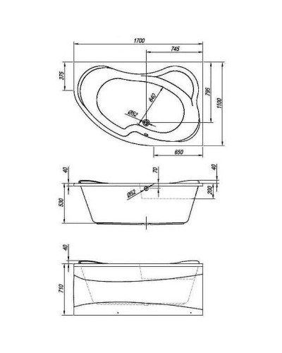 Акриловая ванна Kolpa San Lulu 170х110 L 597360 без гидромассажа