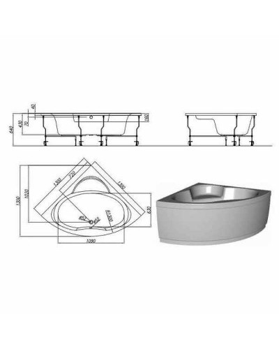 Акриловая ванна Kolpa San Royal 130х130 567360 без гидромассажа
