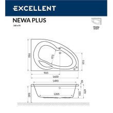 Акриловая ванна Excellent Newa 160x95 R WAEX.NEP16.LINE.CR с гидромассажем