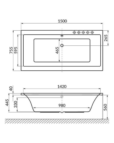 Акриловая ванна Excellent Pryzmat 150x75 WAEX.PRY15.SMART.CR с гидромассажем