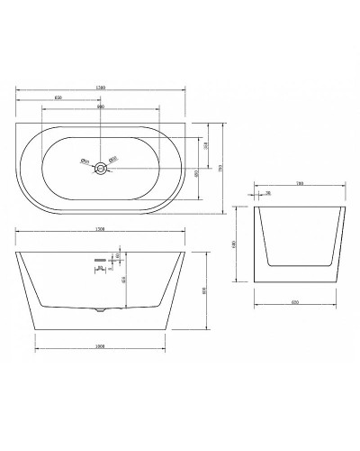 Акриловая ванна Abber 130х70 AB9216-1.3 без гидромассажа