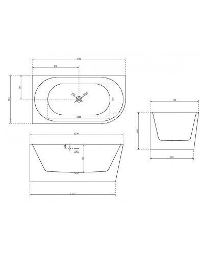 Акриловая ванна Abber 150х78 AB9257-1.5L без гидромассажа