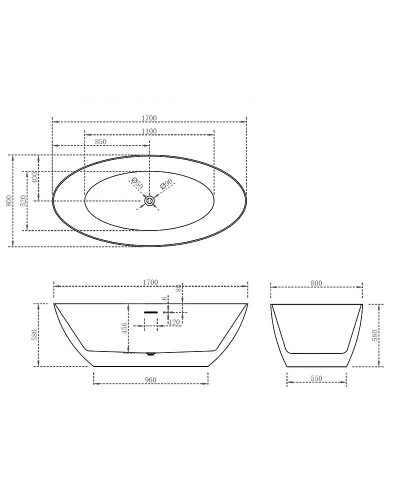 Акриловая ванна Abber 170x80 AB9374-1.7 без гидромассажа