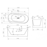 Акриловая ванна Abber 150х75 AB9494-1.5 без гидромассажа