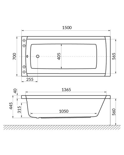 Акриловая ванна Excellent Aquaria 150x70 WAEX.AQU15.RELAX.CR с гидромассажем