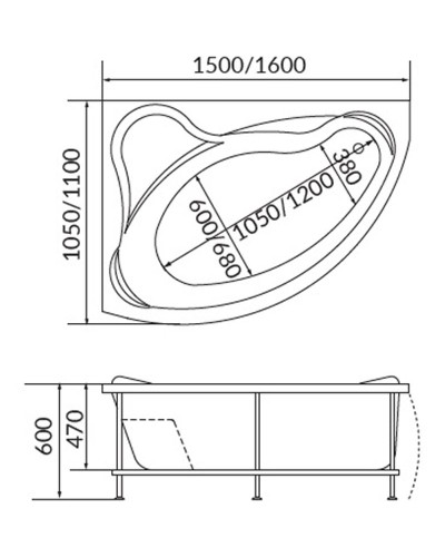 Акриловая ванна 1MarKa Catania 160x110 L 01кт1610л без гидромассажа