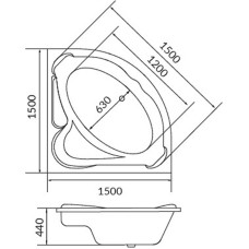 Акриловая ванна 1MarKa Ibiza 150x150 01иб1515 без гидромассажа