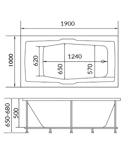 Акриловая ванна 1MarKa Korsika 190x100 01кр1910 без гидромассажа
