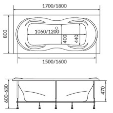 Акриловая ванна 1MarKa Dinamica 180x80 01ди1880 без гидромассажа
