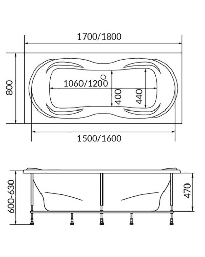 Акриловая ванна 1MarKa Dinamica 180x80 01ди1880 без гидромассажа
