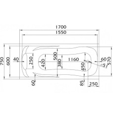 Акриловая ванна 1MarKa Calypso 170x75 01каи1775 без гидромассажа