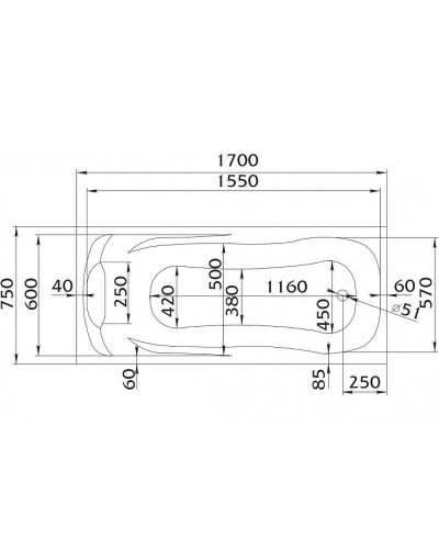 Акриловая ванна 1MarKa Calypso 170x75 01каи1775 без гидромассажа