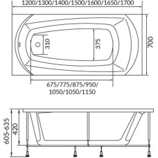 Акриловая ванна 1MarKa Elegance 165х70 01эл16570 без гидромассажа