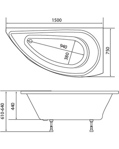 Акриловая ванна 1MarKa Piccolo 150x75 R 01пк1770п без гидромассажа