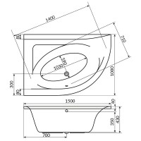 Акриловая ванна Excellent Aquarella 150x100 L WAEX.ARL15WH без гидромассажа