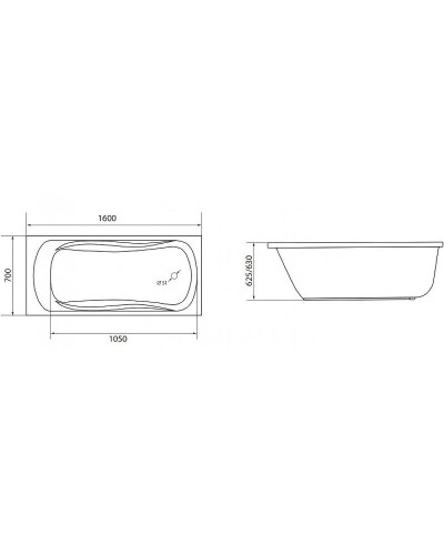Акриловая ванна 1MarKa Classic 160х70 01кл1670 А без гидромассажа