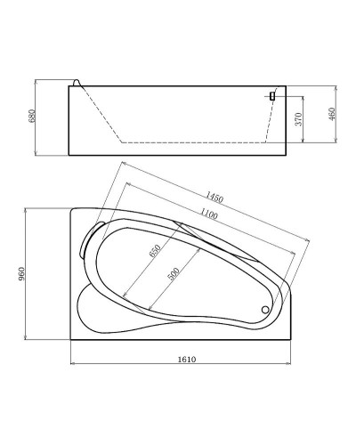 Акриловая ванна Gemy 161х96 G9046 K R с гидромассажем