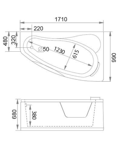 Акриловая ванна Gemy 171x99 G9046 II O R с гидромассажем