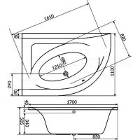 Акриловая ванна Excellent Aquarella 170x110 L WAEX.ARL17WH без гидромассажа