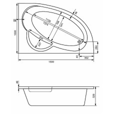 Акриловая ванна Santek Шри-Ланка 150х100 R 1WH302395 без гидромассажа