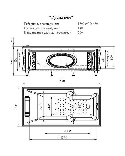 Акриловая ванна Radomir Fra Grande Руссильон 180x90 4-01-4-0-1-424 Бронза без гидромассажа