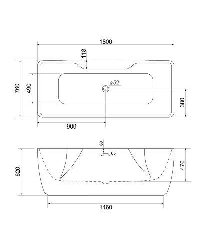 Акриловая ванна BelBagno 180x76 BB110-180-76 без гидромассажа