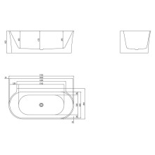 Акриловая ванна BelBagno 170x80 BB409-1700-800-W/NM Черная Белая без гидромассажа