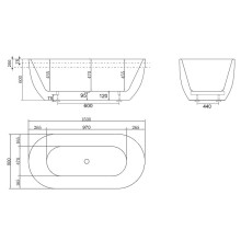 Акриловая ванна BelBagno 150x80 BB70-1500-800-W/NM Черная Белая без гидромассажа