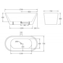 Акриловая ванна BelBagno 170x75 BB61-1700-W0 без гидромассажа
