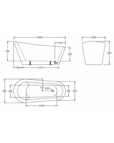 Акриловая ванна BelBagno 180x82 BB63-1800-W0 без гидромассажа