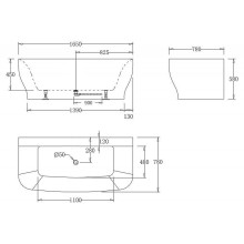 Акриловая ванна BelBagno 165x78 BB74-NERO-W0 Черная Белая без гидромассажа